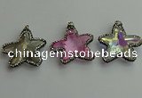 CGP509 35*35mm star crystal glass pendants wholesale