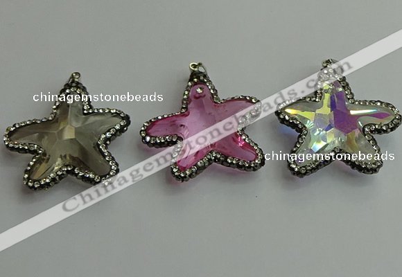 CGP509 35*35mm star crystal glass pendants wholesale