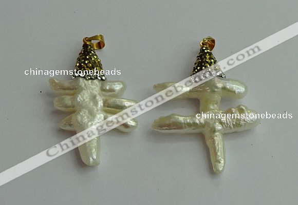 CGP548 25*35mm - 30*40mm freeform pearl pendants wholesale