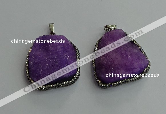 CGP592 25*40mm - 30*45mm freeform druzy agate gemstone pendants