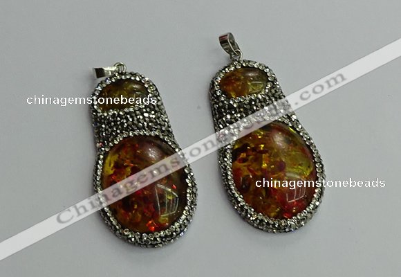 CGP610 35*50mm - 35*55mm freeform synthetic amber pendants