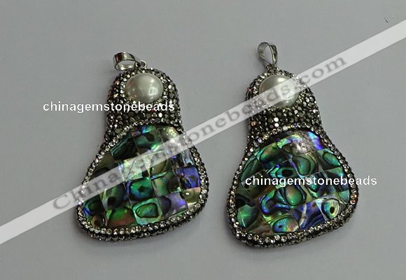 CGP612 35*55mm freeform abalone shell & shell pearl pendants