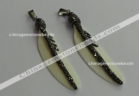 CGP650 18*75mm feather bone pendants wholesale