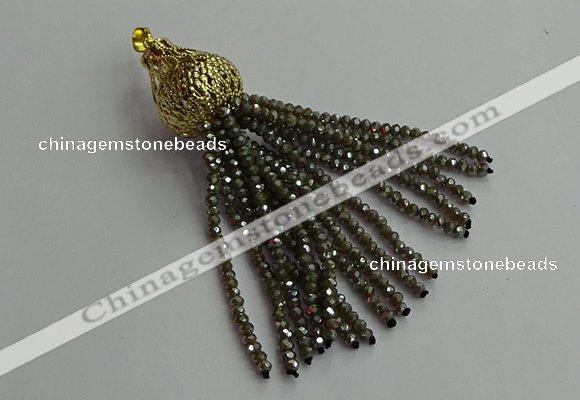 CGP673 2*3mm faceted rondelle handmade chinese crystal tassel pendants