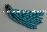 CGP684 4mm faceted round handmade turquoise beaded tassel pendants