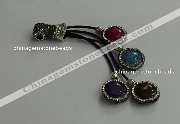 CGP735 18mm - 20mm coin agate tassel pendants wholesale