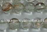 CGQ24 15.5 inches 8mm faceted round gold sand quartz beads