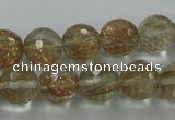 CGQ26 15.5 inches 12mm faceted round gold sand quartz beads