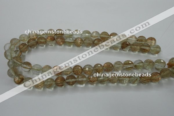 CGQ26 15.5 inches 12mm faceted round gold sand quartz beads