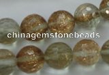 CGQ27 15.5 inches 14mm faceted round gold sand quartz beads