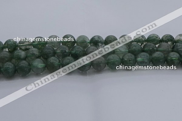 CGQ515 15.5 inches 14mm round matte imitation green phantom quartz beads