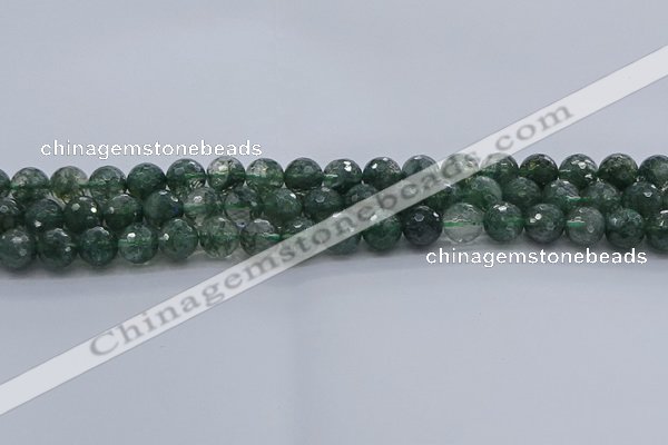 CGQ522 15.5 inches 8mm faceted round imitation green phantom quartz beads