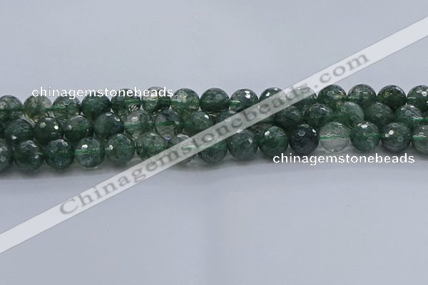 CGQ523 15.5 inches 10mm faceted round imitation green phantom quartz beads