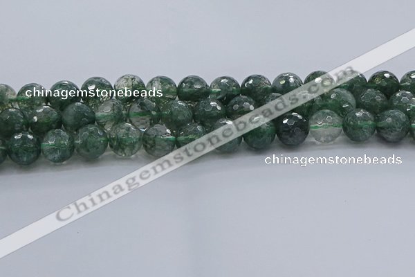 CGQ524 15.5 inches 12mm faceted round imitation green phantom quartz beads