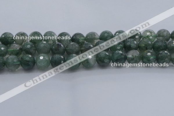 CGQ525 15.5 inches 14mm faceted round imitation green phantom quartz beads