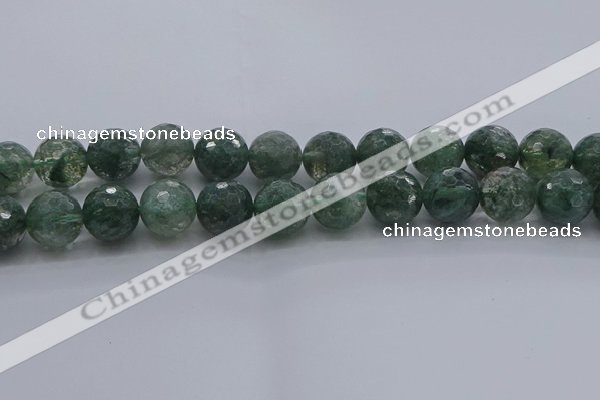 CGQ526 15.5 inches 16mm faceted round imitation green phantom quartz beads