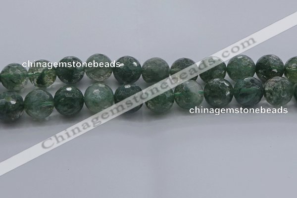 CGQ527 15.5 inches 18mm faceted round imitation green phantom quartz beads