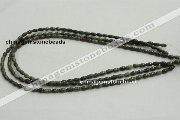 CGR06 16 inches 4*6mm rice green rain forest stone beads wholesale