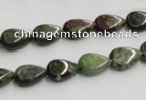 CGR08 16 inches 8*12mm flat teardrop green rain forest stone beads