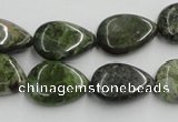 CGR09 16 inches 13*18mm flat teardrop green rain forest stone beads