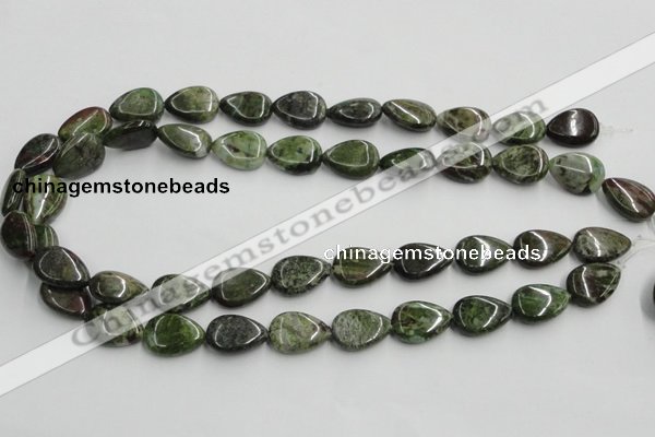 CGR09 16 inches 13*18mm flat teardrop green rain forest stone beads