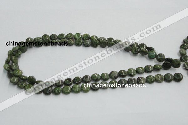 CGR15 16 inches 10mm flat round green rain forest stone beads wholesale