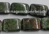 CGR18 16 inches 15*20mm rectangle green rain forest stone beads wholesale