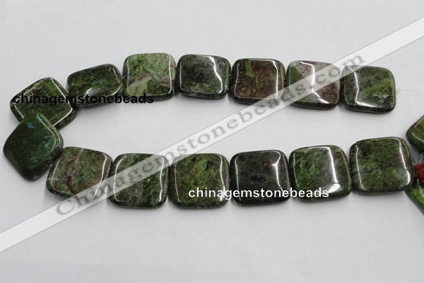 CGR20 16 inches 30*30mm square green rain forest stone beads wholesale