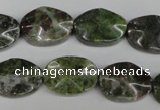 CGR22 15.5 inches 13*18mm wavy oval green rain forest stone beads