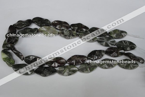 CGR23 15.5 inches 15*28mm wavy marquise green rain forest stone beads