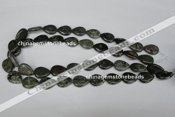 CGR24 15.5 inches 15*20mm flat teardrop green rain forest stone beads