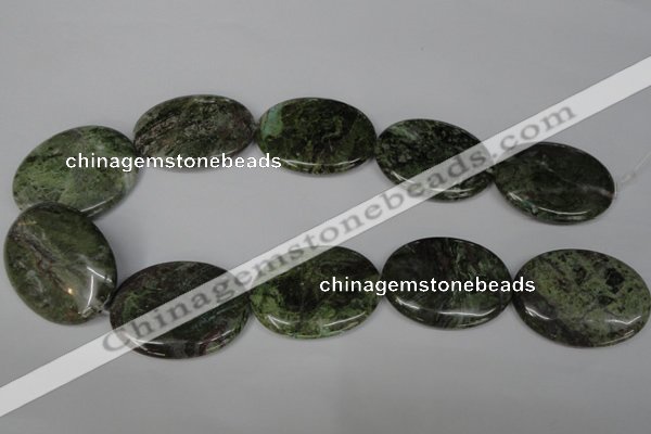 CGR29 15.5 inches 30*40mm oval green rain forest stone beads