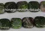 CGR32 15.5 inches 10*10mm square green rain forest stone beads