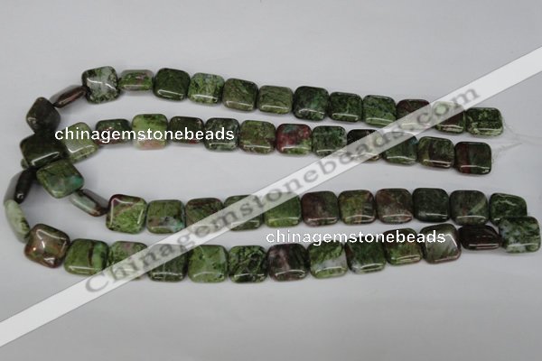 CGR33 15.5 inches 14*14mm square green rain forest stone beads