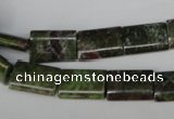 CGR35 15.5 inches 10*14mm flat tube green rain forest stone beads