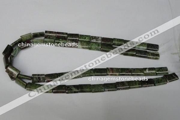 CGR35 15.5 inches 10*14mm flat tube green rain forest stone beads