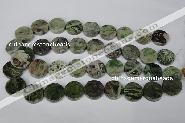 CGR38 15.5 inches 22mm coin green rain forest stone beads