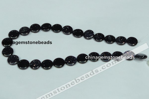 CGS122 15.5 inches 15mm flat round blue goldstone beads wholesale