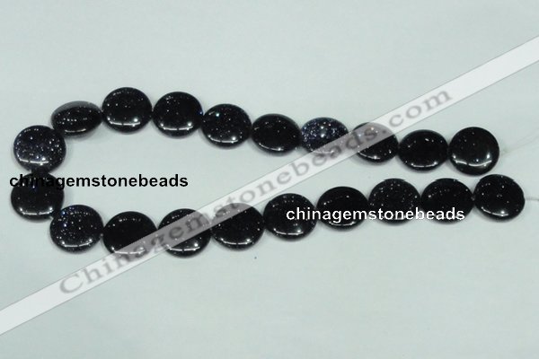 CGS123 15.5 inches 20mm flat round blue goldstone beads wholesale