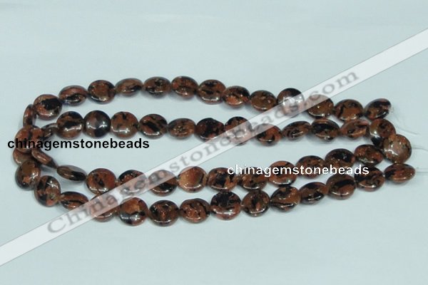 CGS208 15.5 inches 14mm flat round blue & brown goldstone beads wholesale