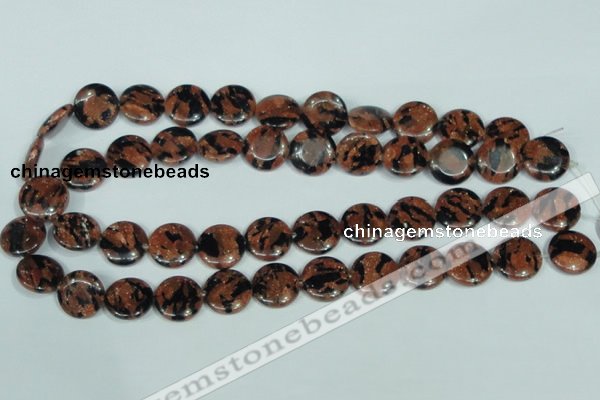 CGS209 15.5 inches 16mm flat round blue & brown goldstone beads wholesale