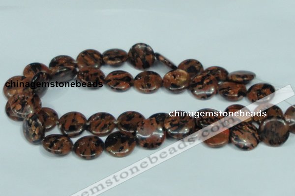 CGS210 15.5 inches 20mm flat round blue & brown goldstone beads wholesale