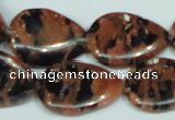 CGS214 15.5 inches 18*25mm flat teardrop blue & brown goldstone beads