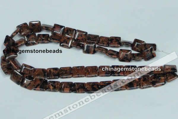 CGS215 15.5 inches 14*14mm square blue & brown goldstone beads wholesale