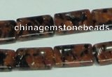 CGS217 15.5 inches 13*18mm rectangle blue & brown goldstone beads