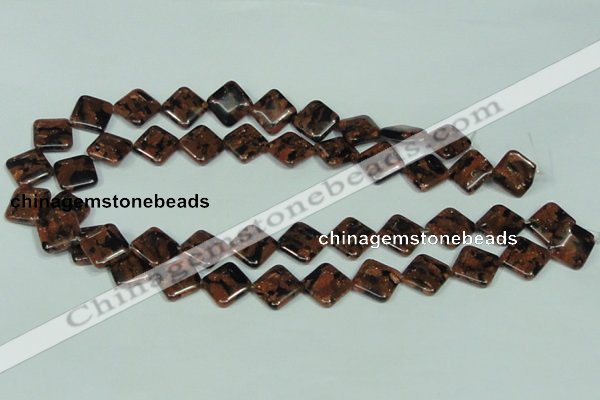 CGS219 15.5 inches 14*14mm diamond blue & brown goldstone beads