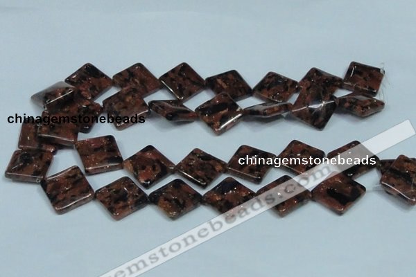 CGS220 15.5 inches 20*20mm diamond blue & brown goldstone beads