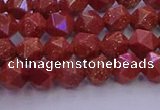 CGS451 15.5 inches 6mm faceted nuggets goldstone beads wholesale