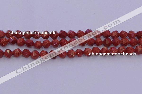 CGS452 15.5 inches 8mm faceted nuggets goldstone beads wholesale