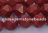 CGS453 15.5 inches 10mm faceted nuggets goldstone beads wholesale